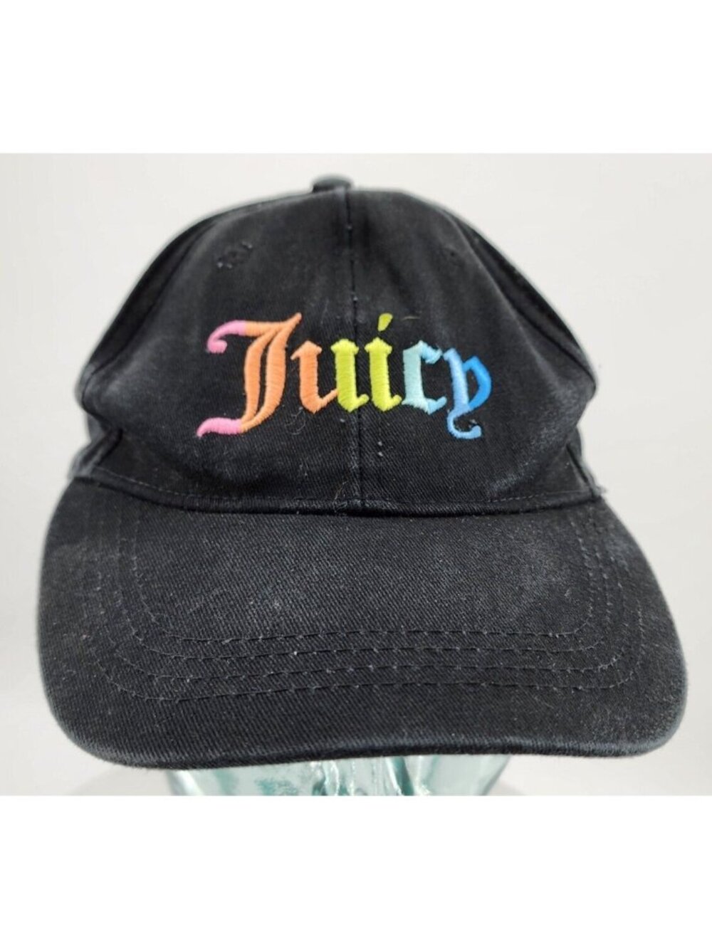 Juicy Couture Black Baseball Hat Colorful Embroidered Cap‎ Adjustable ONE SIZE